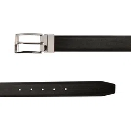 Mast & Harbour Men Black Textured Leather Reversible Formal Belt image 2