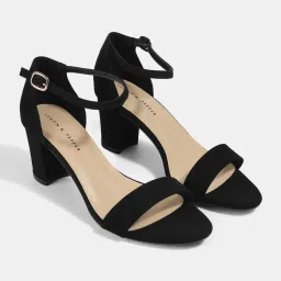 Lemon & Pepper Black Block Ankle Strap Sandal Heels-picture-26