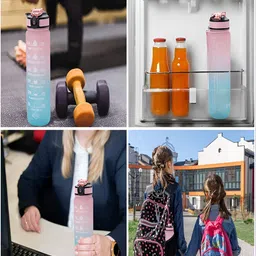 Kuber Industries Blue Set of 6 Plastic Printed Water Bottle image 2