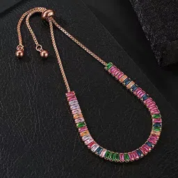 Jewels Galaxy Rose Gold-Plated Cubic Zirconia Wraparound Bracelet image 5