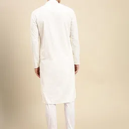 here&now x sanwara Sanwara Men White Chikankari Pure Cotton Kurta with Churidar image 2