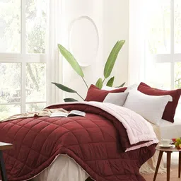 RF RELAXFEEL Maroon & Peach-Coloured Heavy Winter 233 GSM Single Bed Comforter image 2