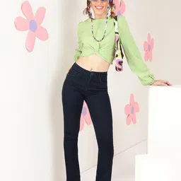 fuchsia PRETTY LOVING THING Self Design Striped Crepe Top image 5