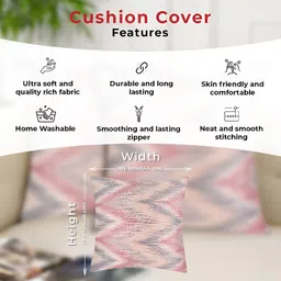 Tesmare Beige & Pink 2 Pieces Geometric Printed Velvet Square Cushion Covers image 2