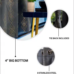 URBAN SPACE Grey & Gold-Toned Geometric Printed Black Out Long Door Curtain image 2