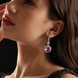 Rubans Rhodium-Plated Geometric Half Hoop Earrings-picture-58