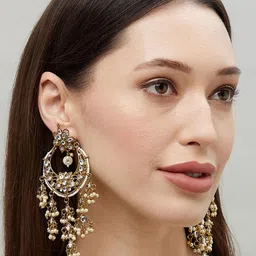 Fida Gold-Plated Crescent Shaped Chandbalis Earrings image 5