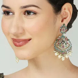 OOMPH Peacock Shaped Jadau Chandbalis image 2