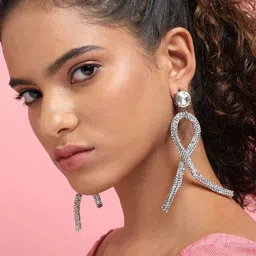 SOHI Silver-Plated Contemporary Studs Earrings image 2