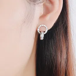 Jewels Galaxy Silver-Plated CZ-Studded Studs Earrings image 5