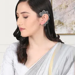 Adwitiya Collection Silver-Plated Classic Ear Cuff Earrings image 3