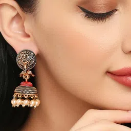 OOMPH Dome-Shaped Beaded Jhumkas image 3