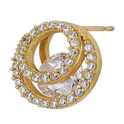 Carlton London Gold-Plated Circular Studs Earrings image 2