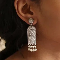 TEEJH Silver-Plated Contemporary Drop Earrings image 5