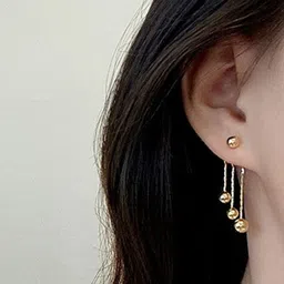 DESTINY JEWELS Gold-Plated Artificial beaded Spherical Shaped Drop Earrings image 5