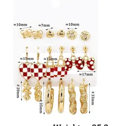 DESTINY JEWELS Set Of 9 Gold-Plated Circular Shaped Studs image 3