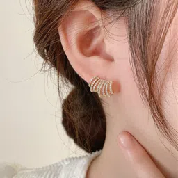 FIMBUL Gold-Plated Stone Studded Studs Earrings image 5