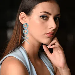 ODETTE Blue Geometric Drop Earrings-image-19