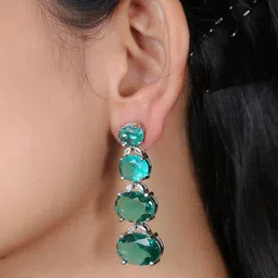 Adwitiya Collection Rhodium-Plated Classic Drop Earrings image 5