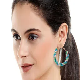 UNIVERSITY TRENDZ Gold-Plated Beaded Classic Hoop Earrings image 5