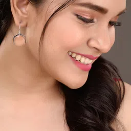 Saraf RS Jewellery Peach-Coloured Geometric Drop Earrings image 3