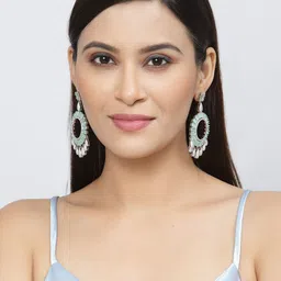 ZENEME Sea Green Circular Drop Earrings image 5