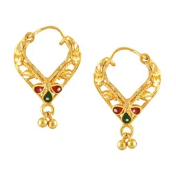 MEENAZ Set of 2 Gold-Plated Classic Hoops Earrings image 5