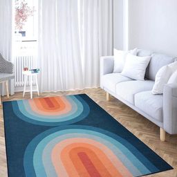 PRESTO Blue & Orange Abstract Print Anti Skid Carpet-picture-48