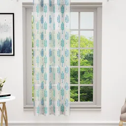 Bedspun White & Blue Floral Sheer Window Curtain-picture-11