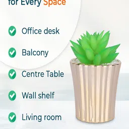 Kuber Industries Green & Golden Artificial Bonsai Plant With Pot image 5