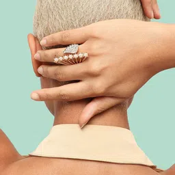 SOHI Gold-Plated White Stones & Pearls Studded Finger Ring image 5