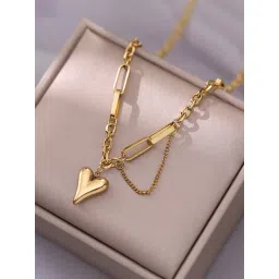 Jewels Galaxy Gold-Plated Anti Tarnish Heart Charm Bracelet image 5