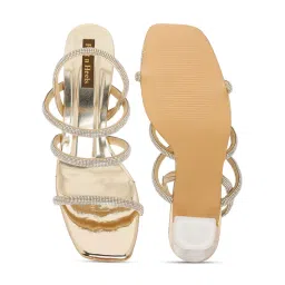 Flat n Heels Women Gold Sandal Heels image 2