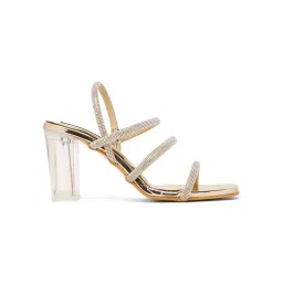 Flat n Heels Women Gold Sandal Heels image 3