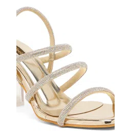 Flat n Heels Women Gold Sandal Heels image 5