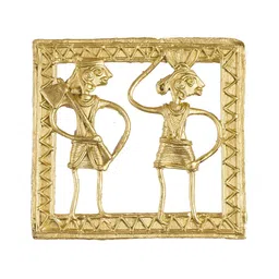 SOWPEACE Gold Toned Dokra Squareplate Wall Decor image 2