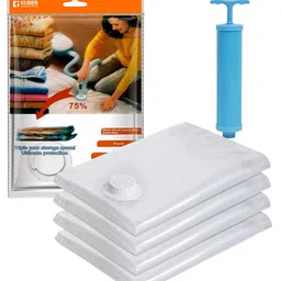 Kuber Industries Transparent 4 Pieces Vacuum Storage Bags With Hand Pump image 3