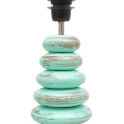 Homesake Algae Gold & Green Printed Pebble Wood Table Lamp With Shade image 5