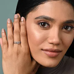 Clara 925 Sterling Silver Platinum-Plated CZ-Studded Melba Infinity Adjustable Finger Ring image 5