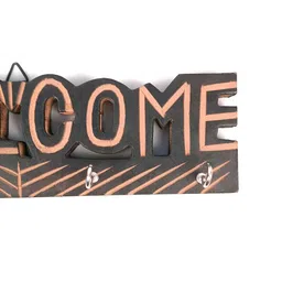 apka mart Black & Cream Printed Wooden Wall Hooks Key Holder image 4