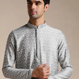 Manyavar Men Printed Full Sleeves Kurta With Pyjama image 4