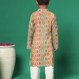 Readiprint Fashions Boys Floral Printed Regular Pure Cotton Kurta with Pyjamas image 5