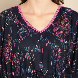 Secret Wish Floral Navy Blue Maternity Kaftan image 5