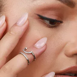 SOHI Gold-Plated Stone-Studded Nail Ring image 4