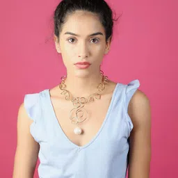 ODETTE Gold-Plated Pearl Whimsical Necklace-image-72