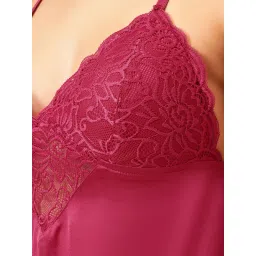 Clovia Satin Babydoll with Lace-Detail Padded Cups and Criss-Cross Adjustable Straps image 5