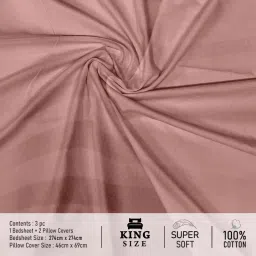 LABHAM 210 Tc 100% Cotton Satin Solid Flat Pink Bedsheet with Pillow Covers (King) image 5