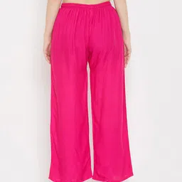 Clora Creation Women Set Of 2 Pink & Turquoise Blue Palazzos image 2