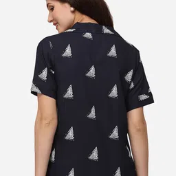 Smarty Pants Navy Blue & White Geometric Print Pure Cotton Shirt Style Top image 3