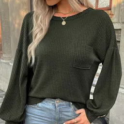 StyleCast Self Design Cable Knit Drop Shoulder Sleeves Pullover image 5